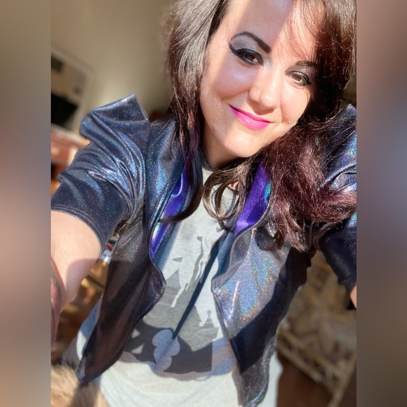 1/3 Coquetry Clothing Cropped Holographic Jackets in Size L/XL Each $85 - Picture 14 of 17